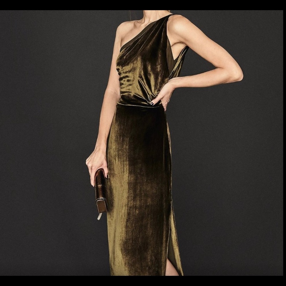 NWT* Reiss Eden Dress in Khaki (Velvet) - US2/UK6